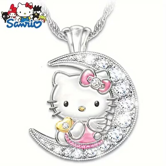 $ 1⃣DOLLARS>>>🌕>>>HELLO KITTY  MOON NECKLACE - Picture 2 of 2